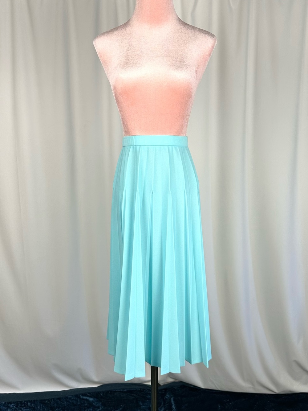 Vintage Givenchy Sport Aqua Blue Pleated Midi Skirt Small Designer